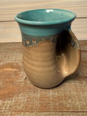 Handmade Neher Studio Pottery Right Hand Warmer Mug Glazed Signed 2017